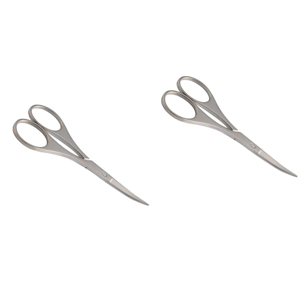 Mipcase 2 Pcs Safety Stainless Steel Scissors Nose Hair Trimmer Eyebrow Scissors Precision Round Edges Comfortable Grip