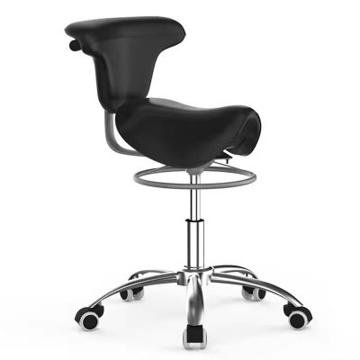 SAYOBO Professional Split Seat Saddle Chair with Back, Ergonomic Massage Rolling Salon Posture Stool, 360 Swivel Lift Chair with Wheels, for Tattoo Clinic (Color : Black)