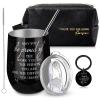 Dandat Set of 3 Thank You Gift for Men Employee Leather Toiletry Bag May You Be Proud of The Work 12oz Stainless Steel Tumbler with Keychain for Valentines Day Coworker Teacher Male Staff(Obsidian) view 1