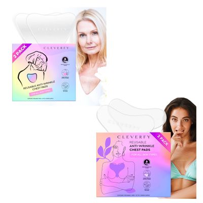 CLEVERFY Silicone Chest Wrinkle Pads for Dcollet - 2 Tshape x 2 Vshape