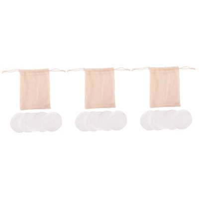 Housoutil 18pcs Pads Set Washable Reusable Eye Makeup Remover Gentle Facial Puff Portable Bag
