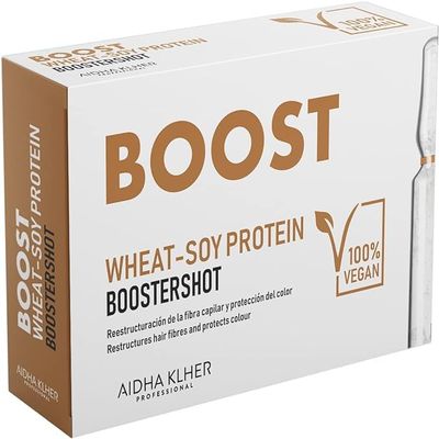 Aidha Klher | Boost Soy Protein Hair Treatment Leave in Conditioner (12x12 ml Vials 0.44 oz/ea)- Treatment to restore split and dehydrated ends, provides shine and softness to the hair., White