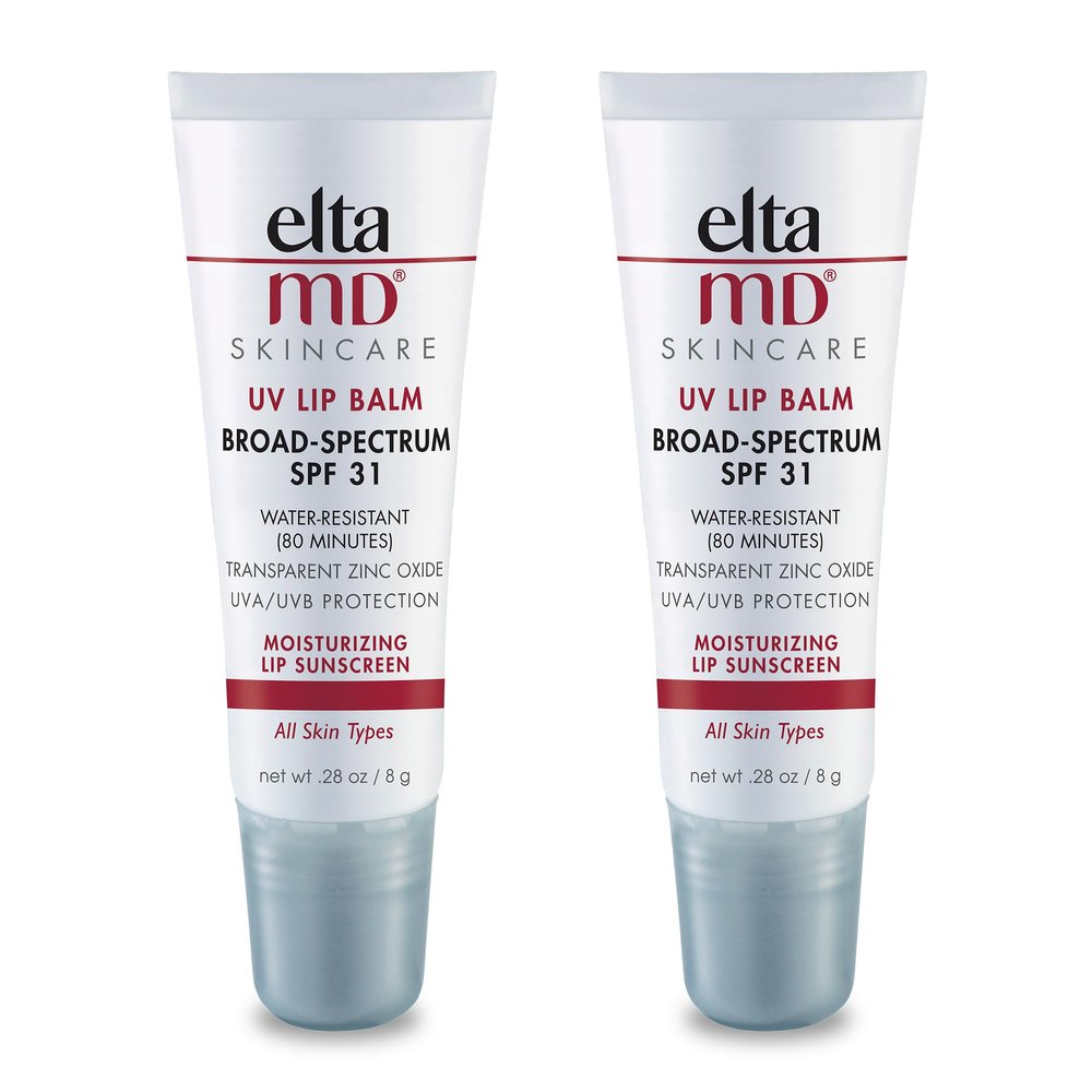 EltaMD UV Lip Balm SPF Sunscreen, Sunscreen Lip Balm with SPF 30+, Protects Dry Cracked Lips, Transparent Zinc Oxide, 0.28 Tube (Pack of 2)