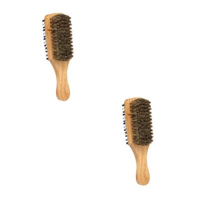 Mipcase 2pcs Bristle Beard Styling Maker Dual-sided Men Beard Brush for Grooming Shaping Portable Boar Bristle Comb for Detangling Coarse Facial Hair
