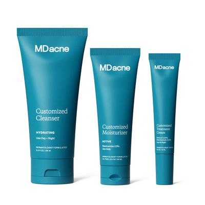 MDacne 3 Step Retinol Acne Kit - Retinol Cream 0.25%, Salicylic Acid Cleanser, Niacinamide Moisturizer - Plant-Based kit for Hormonal Acne, Blemishes, Wrinkles, 60 Day Acne Kit