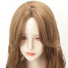 synthetic wig wavy hair with air bang S style natural middle part brown color view 2