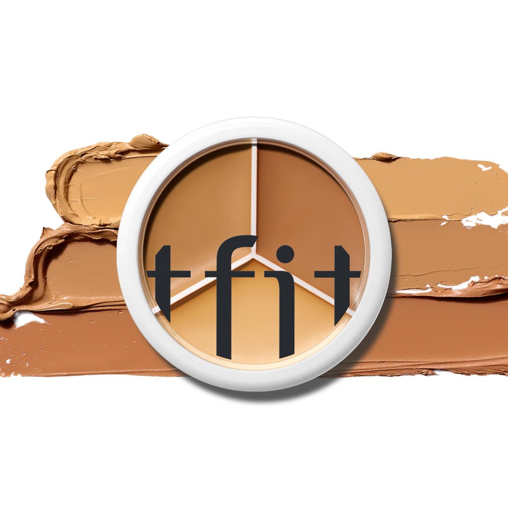 TFIT Multi-Use Pot Concealer - Triple Palette | High-Pigmented, Full Coverage & Crease-Proof | Korean Concealer for Dark Circles, Redness & Blemishes (04 Dark, 0.52 Oz)