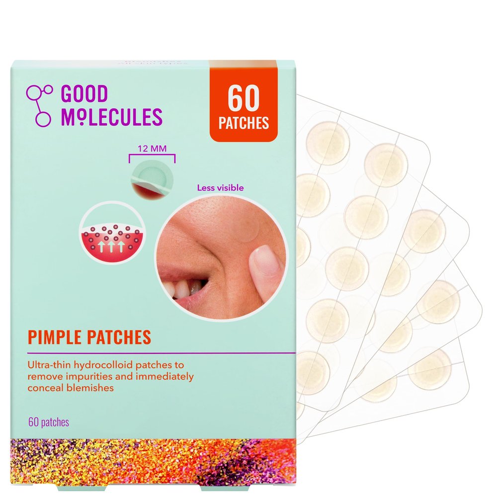 Good Molecules Pimple Patches for Face, 60 Pack  Ultra-Thin Hydrocolloid Acne & Zit Patches, Invisible Under Makeup, Clinically Tested Acne Spot Treatment