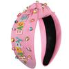 Easter Headbands Beaded Rabbit Bunny Headband for Women Colorful Easter Egg Headband Pink Spring Headbands Crystal Pearl Jeweled Knotted Hairband Easter Hair Accessories Holiday Gifts (HAPPY EASTER A) view 1