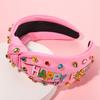 Easter Headbands Beaded Rabbit Bunny Headband for Women Colorful Easter Egg Headband Pink Spring Headbands Crystal Pearl Jeweled Knotted Hairband Easter Hair Accessories Holiday Gifts (HAPPY EASTER A) view 4