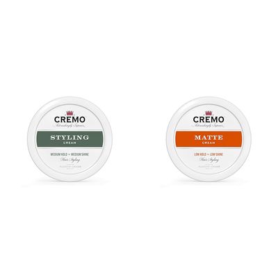 Cremo Premium Barber Grade Hair Styling Cream, Medium Hold, Medium Shine, 4 Oz & Premium Barber Grade Hair Styling Matte Cream, Light Hold, Low Shine, 4 Oz