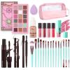 MARBUROLY Full Makeup Kit for Women, 18 Color Eyeshadow, Highlighter, Lipstick, Liquid Blush, Mascara, Liquid Eyeliner, Eyebrow Pencil, Foundation, Sponge,Makeup Bag and 15pcs Makeup Brush view 1