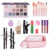 Full Makeup Kit for Women - 18 Eyeshadows, 3 Lipsticks, Blush Oil, Mascara, Eyeliner, Eyebrow Pencil, Foundation, Sponge, Makeup Bag & 8pcs Brushes view 1