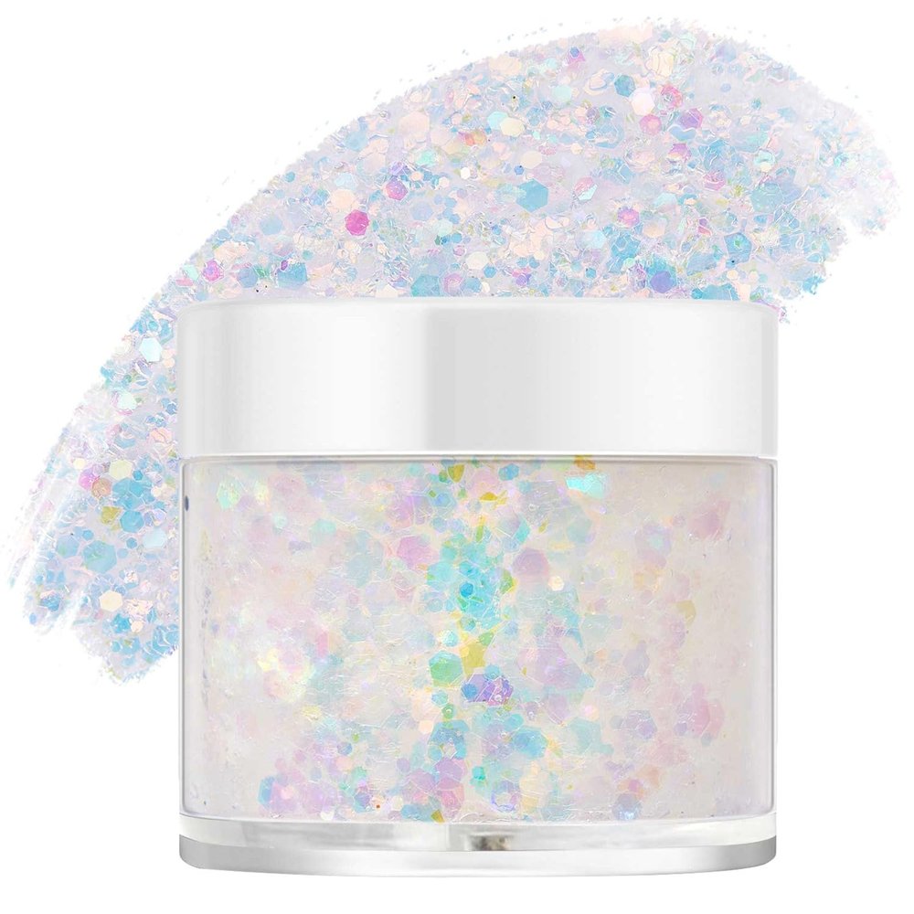 FUELEGO Mardi Gras Glitter Gel for Body, Face, Hair and Lip, Color Changing Glitter Gel Under Light