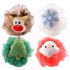 LOGOFUN 4pcs Christmas Bath Balls Xmas Themed Body Scrubber Christmas Style Exfoliating Bathing Ball for Festival Bathroom Supplies - Colorful view 1