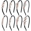 Lawie 8 Pack Rhinestone Flower Butterfly Bowknot Crown Rhinestone Jeweled Sparkly Black Metal Headbands Velvet Covered Thin Hair Bands with Teeth Non Slip Hair Clasp Holder Accessories for Women Girls view 1