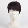 ZBYXPP Short Human Hair Wigs, Short Layered Culy Hair with Bangs for Men Male Guy Daily with Free Cap(Dark Brown) view 1