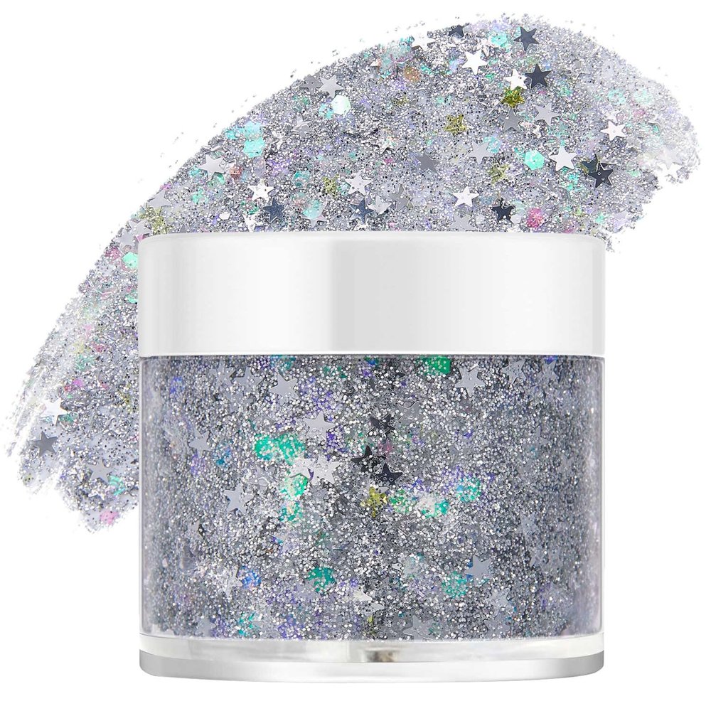 FUELEGO Mardi Gras Glitter Gel for Body, Face, Hair and Lip, Color Changing Glitter Gel Under Light, Mardi Gras Makeup Glitter Gel