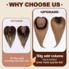 HAIRCUBE New Upgrade Human Hair Toppers For Women, 100% Remy Human Hair Topper With Bangs, 150% Density Silk Base Clip In Topper For Women14in 50g - Dark Brown view 3