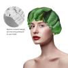Banana Leaf Green Print Shower Cap, Bath Shower Caps for Women Long Hair, Double Layer Waterproof Bathing Shower Hat view 4