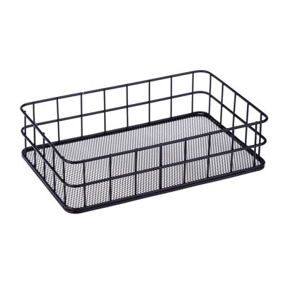 Housoutil 1pc Wrought Iron Storage Basket for Cosmetics Elegant Black Mesh Organizer for Desktop and Household Supplies Stylish Iron Storage for Makeup and Sundries