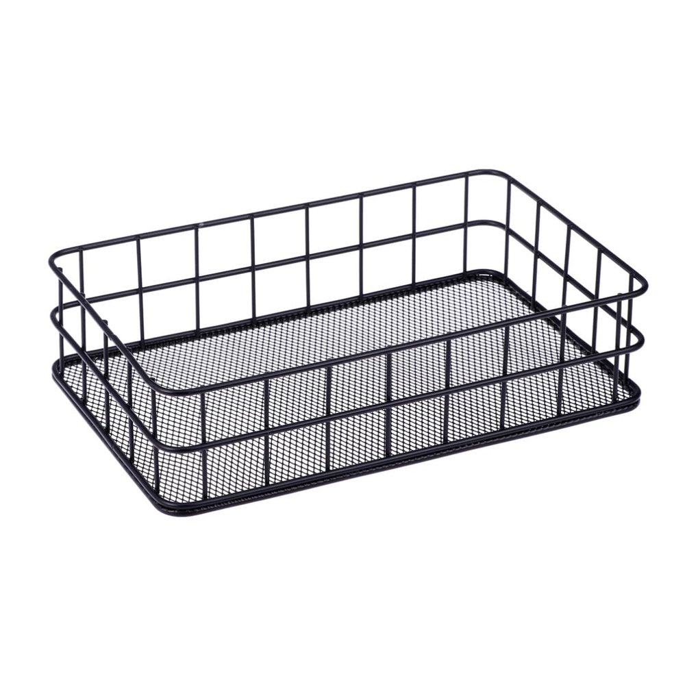 Housoutil 1pc Wrought Iron Storage Basket for Cosmetics Elegant Black Mesh Organizer for Desktop and Household Supplies Stylish Iron Storage for Makeup and Sundries