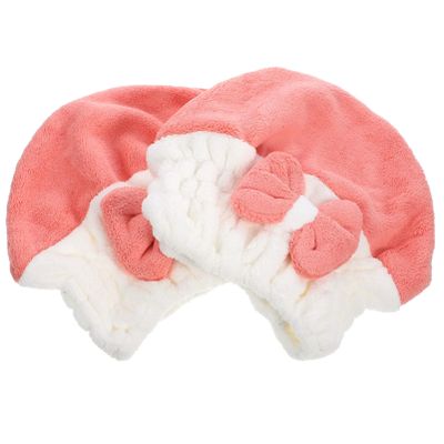 NOLITOY Cute Hair Drying Hat Absorbent Material Fast Drying Towel Turban for Wet Hair for Shower Pink