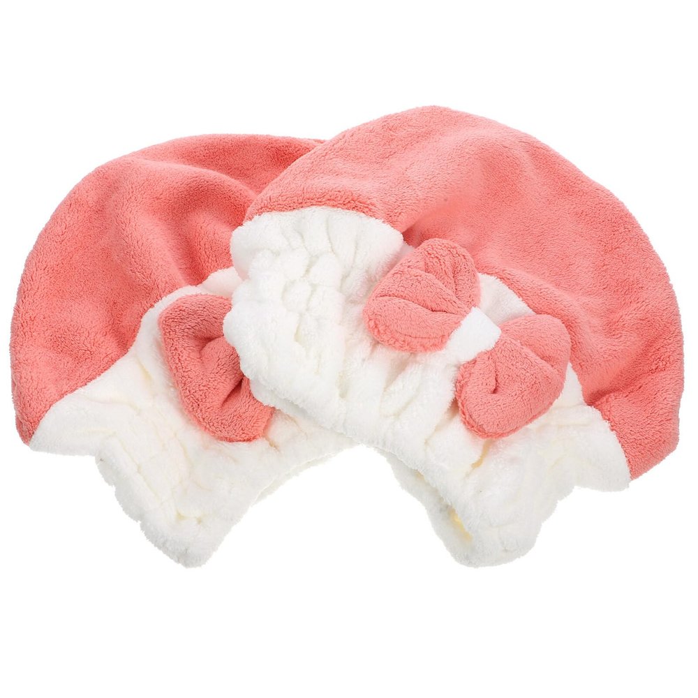 NOLITOY Cute Hair Drying Hat Absorbent Material Fast Drying Towel Turban for Wet Hair for Shower Pink