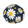 Floral Daisies pattern Print Shower Cap, Bath Shower Caps for Women Long Hair, Double Layer Waterproof Bathing Shower Hat view 1