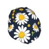Floral Daisies pattern Print Shower Cap, Bath Shower Caps for Women Long Hair, Double Layer Waterproof Bathing Shower Hat view 2