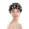 YQxwJL Mexican Colourful Skull Print Shower Cap, Bath Shower Caps for Women Long Hair, Double Layer Waterproof Bathing Shower Hat, Black view 3