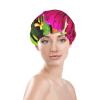 Hibiscus Flower Print Shower Cap, Bath Shower Caps for Women Long Hair, Double Layer Waterproof Bathing Shower Hat view 3