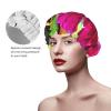 Hibiscus Flower Print Shower Cap, Bath Shower Caps for Women Long Hair, Double Layer Waterproof Bathing Shower Hat view 4