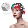 Happy Camper Red Print Shower Cap, Bath Shower Caps for Women Long Hair, Double Layer Waterproof Bathing Shower Hat view 4
