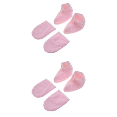 Housoutil 4pairs Insulated Hand Foot Therapy Mitts Washable Spa Gloves for Paraffin Wax Treatment