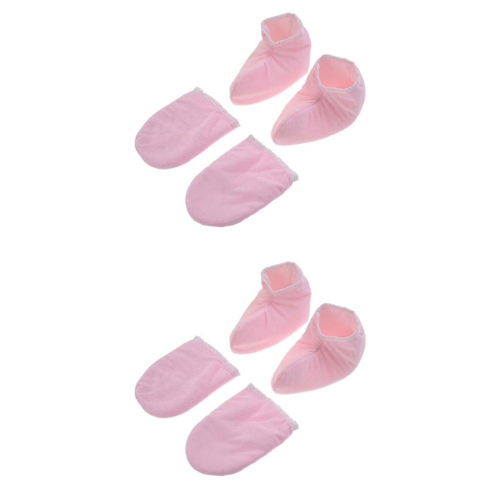 Housoutil 4pairs Insulated Hand Foot Therapy Mitts Washable Spa Gloves for Paraffin Wax Treatment