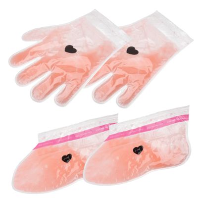 Housoutil 2pairs Peach Paraffin Wax Gloves and Socks for Hand and Foot Care Moisturizing Covers for Salon Use and Comfortable Hand Wax Feet