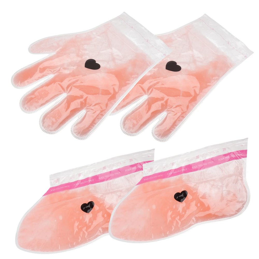 Housoutil 2pairs Peach Paraffin Wax Gloves and Socks for Hand and Foot Care Moisturizing Covers for Salon Use and Comfortable Hand Wax Feet