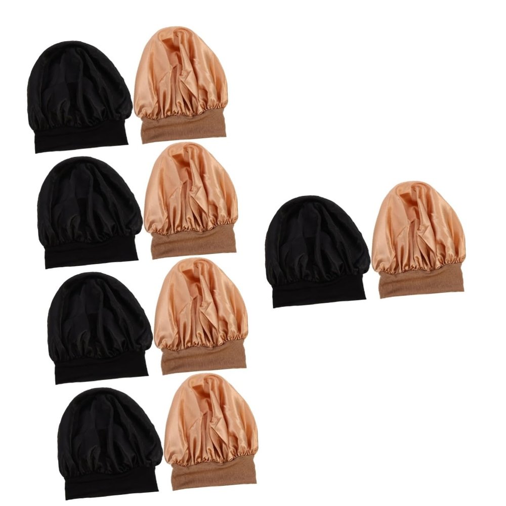 SHERCHPRY 10pcs Elastic Satin Sleep Hats for Women Beanie Chemo Caps Comfortable Nightwear Headwear Lightweight Portable Hair
