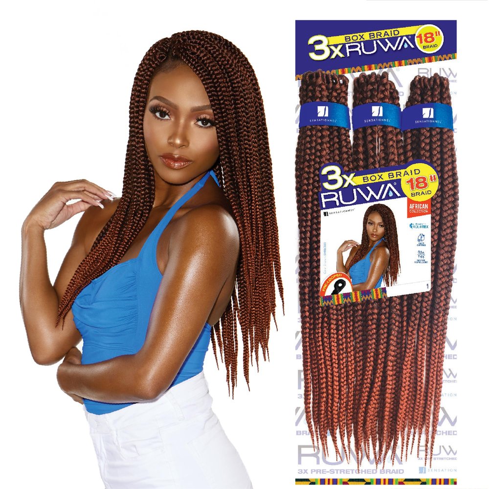 Sensationnel Ruwa Pre Looped Braidinghair-3X Box Braid,1 pack 18 Inch