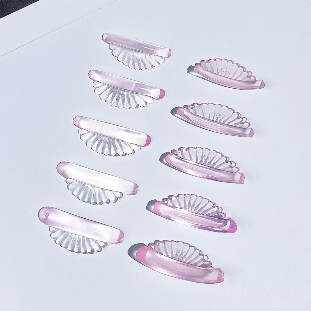 Troocolor Lash Lift Shields, Reusable Soft Eyelash Perm Curler for Lash Lift Kit with Shell Style Ancillary Eyelash Curl Lash Lift Pads, Pink