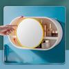 WAOCEO Makeup Organiser Storage Wall Mounted Cosmetic Storage Box Mirror Integrated Shelf Household Bathroom Dressing Table Finishing Wall Free Punching Skincare Display Case view 2