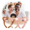NOLITOY 3pcs Cat Ear Makeup Headbands for Women Soft Skincare Headbands for Face Washing and Spa Cute Cartoon Design Khaki view 3