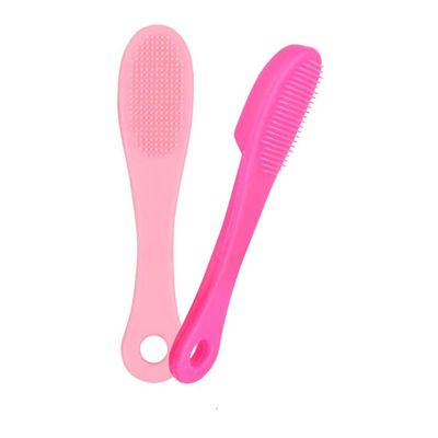 2Pcs Nose Pore Cleaning Brush Mini Silicone Finger Nose Cleaner Brush for Removing White Black Heads and Blemish (Assorted Color)