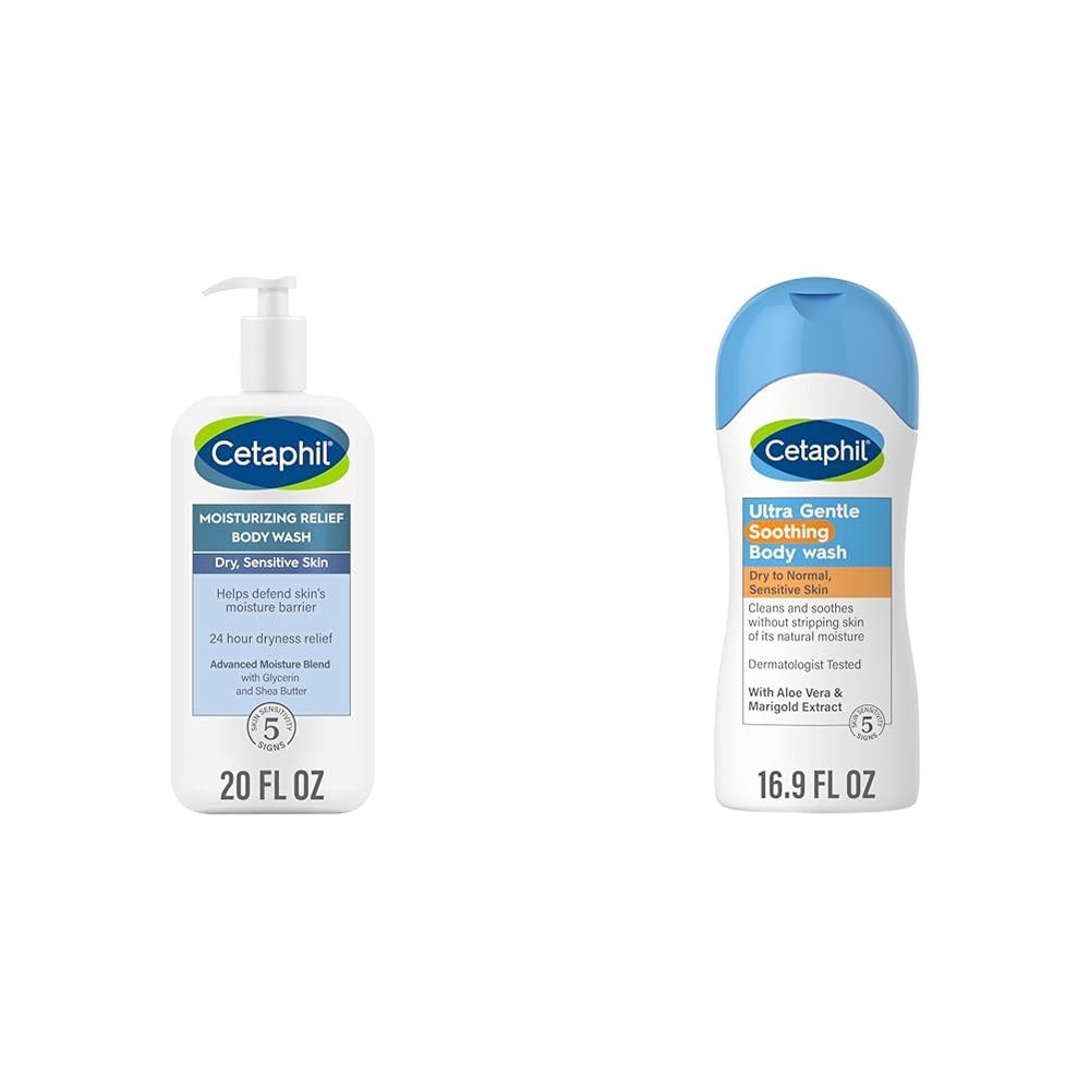 Cetaphil Body Wash, NEW Moisturizing Relief Body Wash for Sensitive Skin, Creamy Rich Formula & Ultra Gentle Refreshing Body Wash, For Dry to Normal, Sensitive Skin, 16.9oz, with Aloe Vera