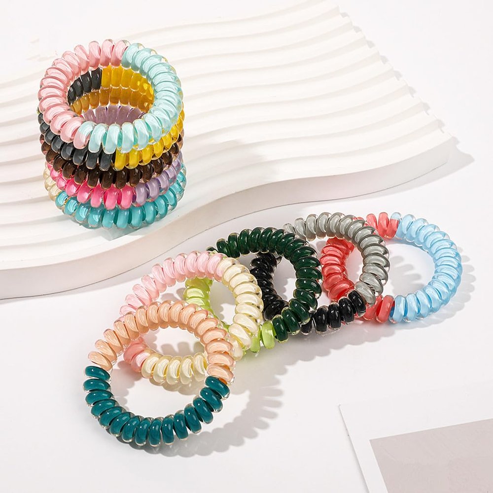 10pcs telphone Hair Ties for Women, Adults, Unisex, Pack of 10, Foam Hair Elastics for Hair Styling, Ponytail Holder, No-Slip, Soft, Durable