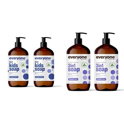 Everyone 3-in-1 Kids Soap, Body Wash, Bubble Bath, Shampoo, 32 Ounce (Pack of 2), Lavender Lullaby & 3-in-1 Soap, Body Wash, Bubble Bath, Shampoo, 32 Ounce (Pack of 2), Lavender and Aloe