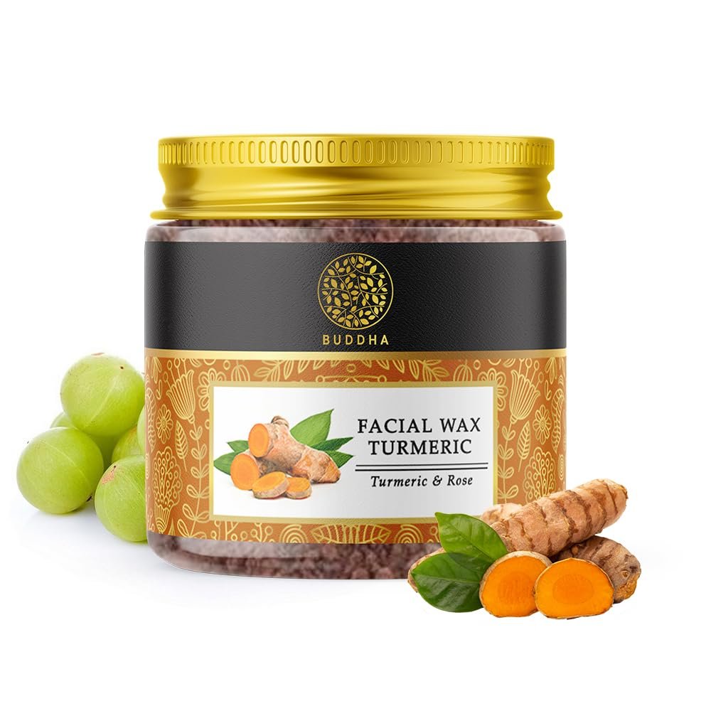 Buddha Natural Facial Wax Powder with Turmeric (50 Gram, 1.7 oz) - Painless Natural Face Hair Removal Waxing Powder, Instant Quick Solution