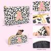 2 PCS Initial Makeup Bag, Personalized Travel Cosmetic Bag/11 12 13 14 15 16 Year Old Girl Gifts, Preppy Stuff Birthday Gifts for Women Friends, Skincare Bag, Teen Girl Gift Trendy Stuff, Leopard T view 3