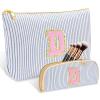 2 PCS Initial Makeup Bag, Personalized Travel Cosmetic Bag/11 12 13 14 15 16 Year Old Girl Gifts, Preppy Stuff Birthday Gifts for Women Friends, Skincare Bag, Teen Girl Gift Trendy Stuff, Blue D view 1